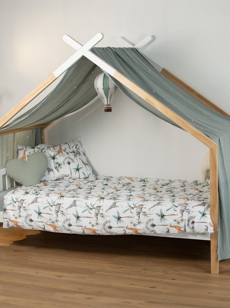 Juego reversible infantil de satén de algodón | SEVIRA KIDS Blanco Verde Gris - Kiabi
