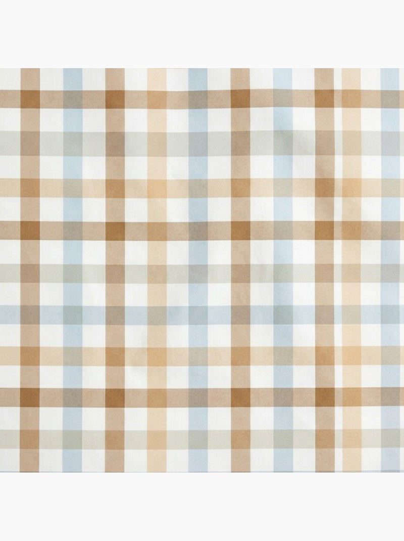 Juego sábanas 100% algodón a cuadros vichy, incluye funda de cojín - Gamusi Blanco Beige Azul - Kiabi