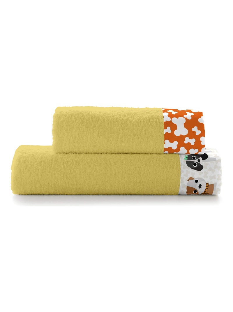 Juego toallas Dogs "Happyfriday" Mostaza - Kiabi