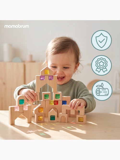 Juegos de construcción bloques sensoriales madera ciudad mamabrum - Kiabi