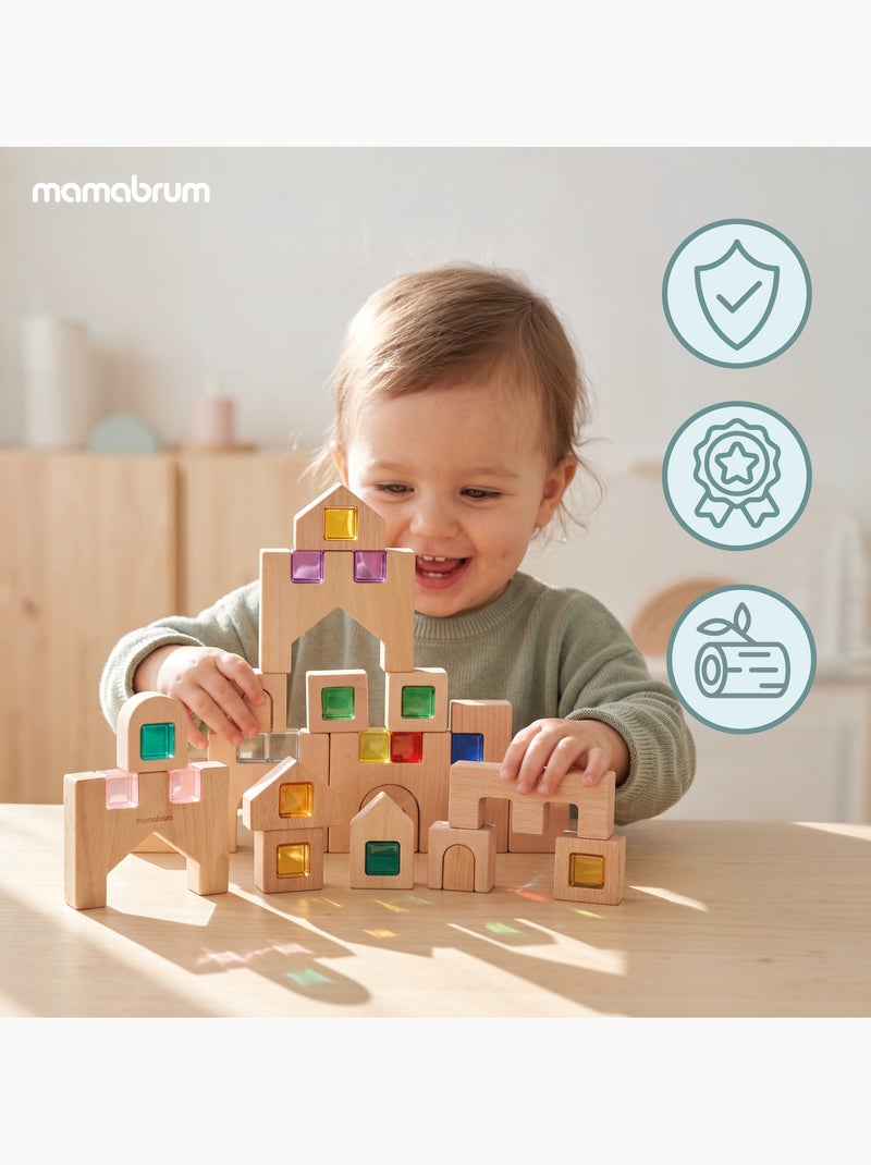 Juegos de construcción bloques sensoriales madera ciudad mamabrum N/D - Kiabi