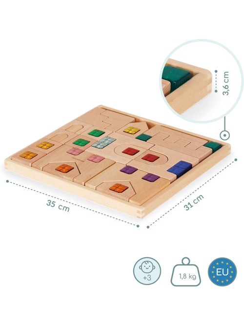 Juegos de construcción bloques sensoriales madera ciudad mamabrum - Kiabi