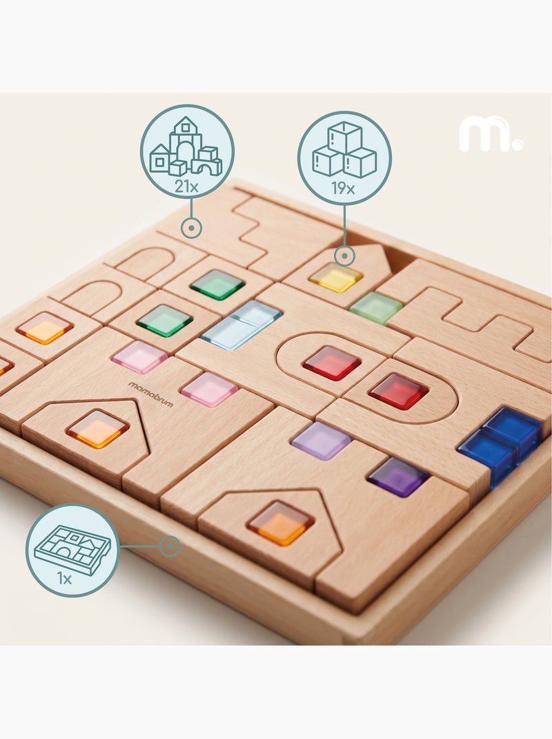 Juegos de construcción bloques sensoriales madera ciudad mamabrum N/D - Kiabi