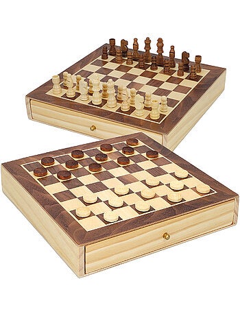 Juegos de mesa ajedrez y damas 2 en 1 madera con cajón cb games