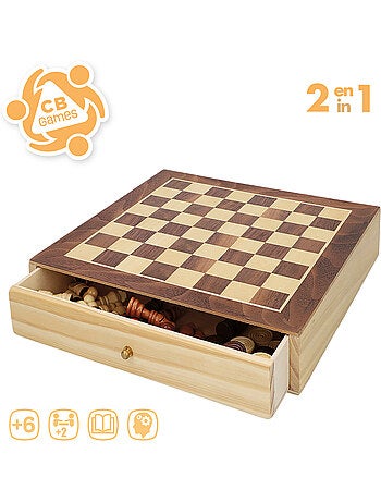 Juegos de mesa ajedrez y damas 2 en 1 madera con cajón cb games