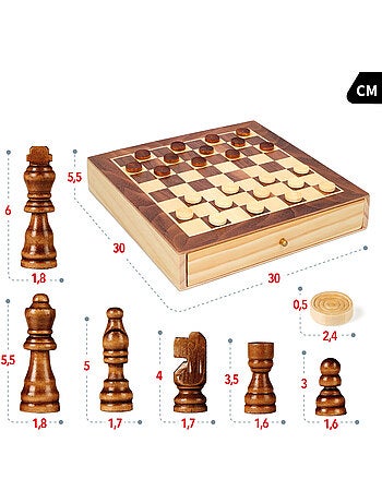 Juegos de mesa ajedrez y damas 2 en 1 madera con cajón cb games