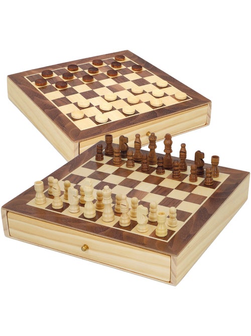 Juegos de mesa ajedrez y damas 2 en 1 madera con cajón cb games - Kiabi