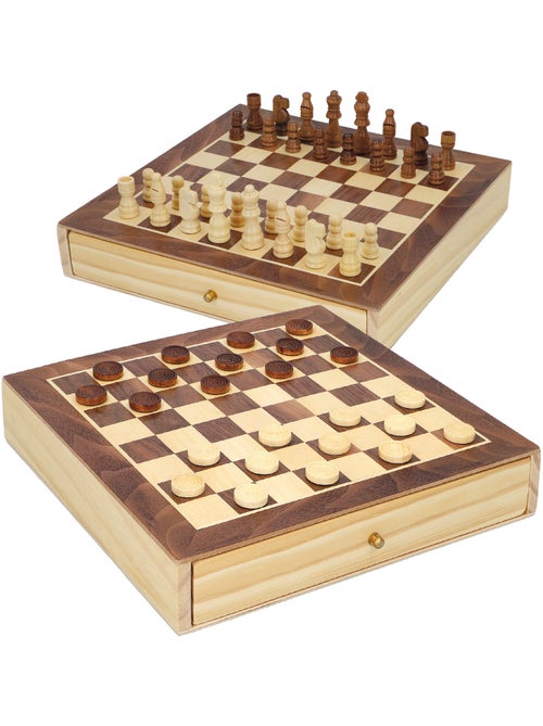 Juegos de mesa ajedrez y damas 2 en 1 madera con cajón cb games - Kiabi