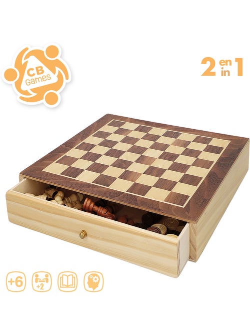 Juegos de mesa ajedrez y damas 2 en 1 madera con cajón cb games - Kiabi