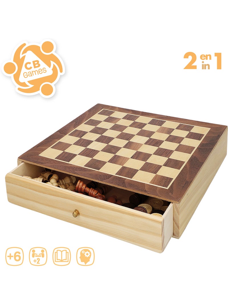 Juegos de mesa ajedrez y damas 2 en 1 madera con cajón cb games N/D - Kiabi
