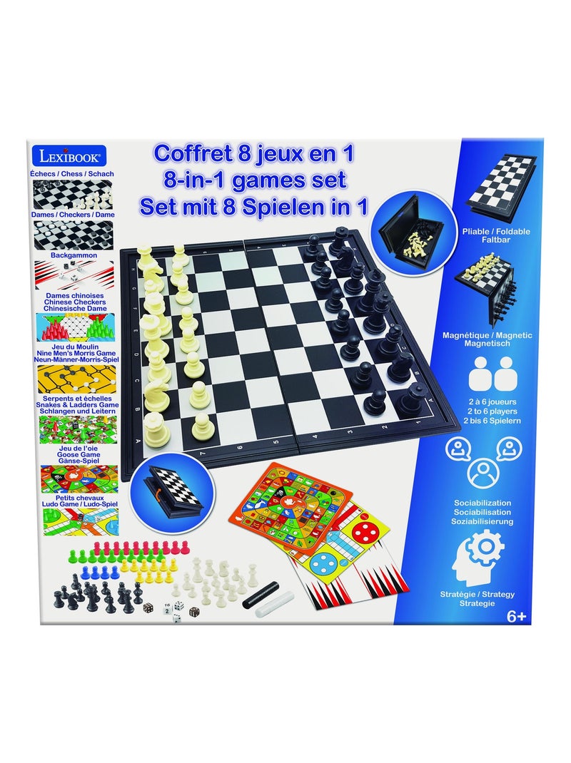 Juegos de mesa magnéticos conjunto de 8 juegos en 1. Para 2 a 6 jugadores Negro - Kiabi