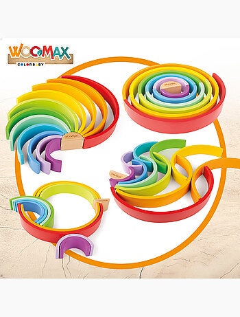 Juguete construcción de madera arcoíris WOOMAX