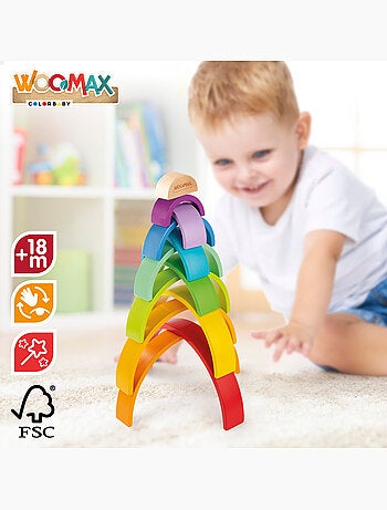 Juguete construcción de madera arcoíris WOOMAX