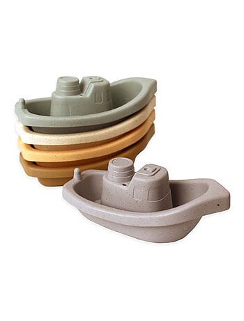 Juguete de baño - set de 6 barcos apilables de paja de trigo | Magni