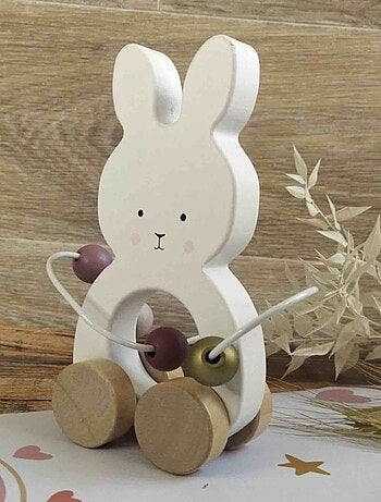 Juguete de madera de arrastre, laberinto de cuentas conejo - JaBaDaBaDo