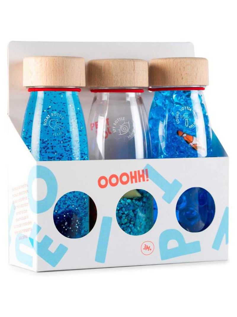 Juguete para bebé pack de 3 botellas sensoriales | Petit Boum Azul - Kiabi