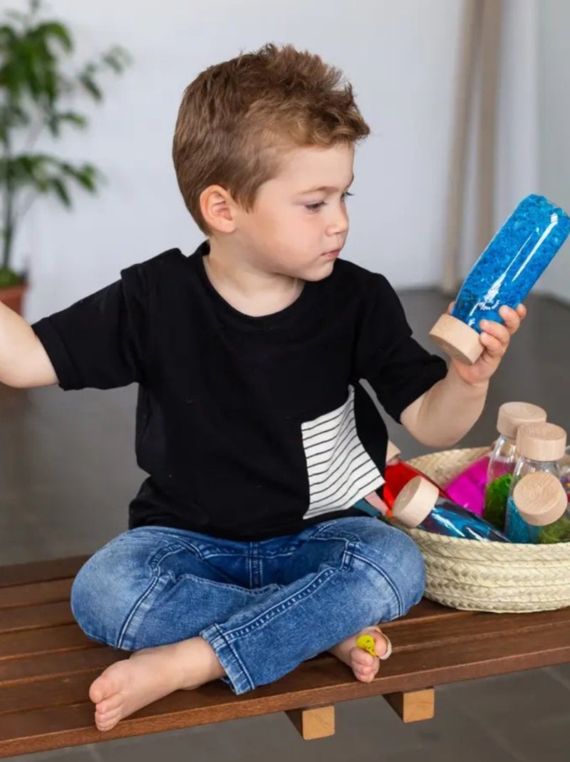 Juguete para bebé pack de 3 botellas sensoriales | Petit Boum Azul - Kiabi