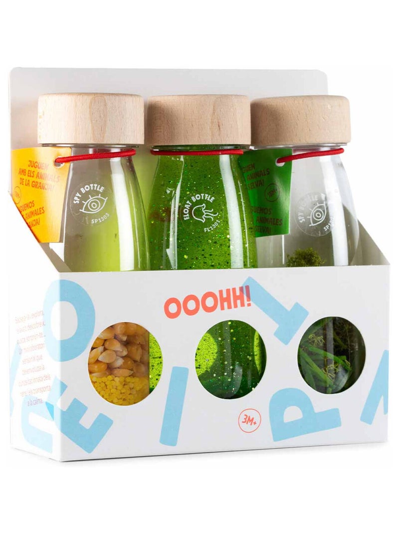 Juguete para bebé pack de 3 botellas sensoriales | Petit Boum Verde/Naranja - Kiabi