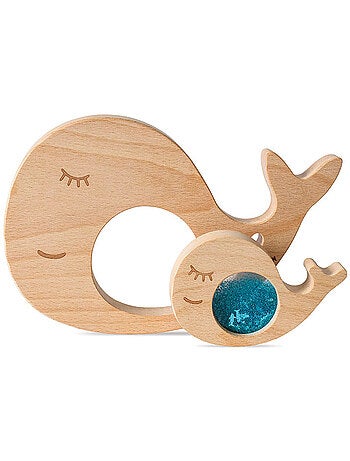 Juguete sensorial bebé puzle de madera ballena | Petit Boum