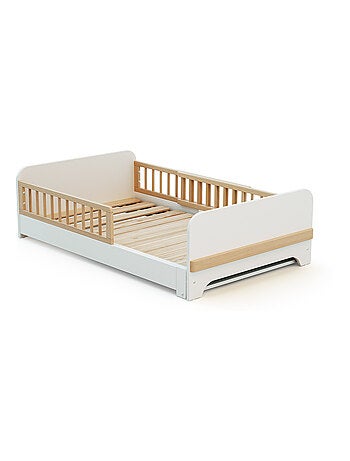 JURABABY - Cama de suelo infantil extensible de madera 80x140-165-190 CARROUSEL - Blanco