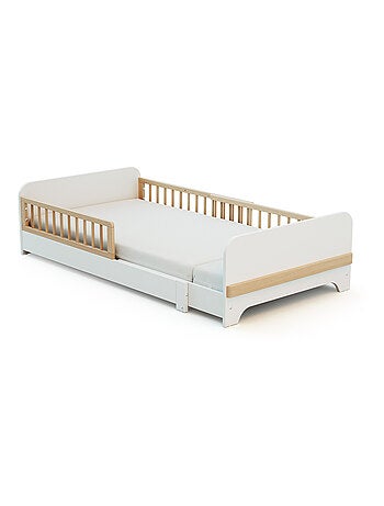 JURABABY - Cama de suelo infantil extensible de madera 80x140-165-190 CARROUSEL - Blanco