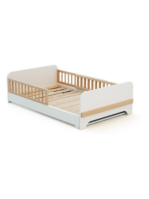 JURABABY - Cama de suelo infantil extensible de madera 80x140-165-190 CARROUSEL - Blanco - Kiabi