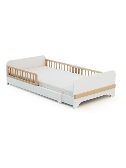 JURABABY - Cama de suelo infantil extensible de madera 80x140-165-190 CARROUSEL - Blanco - Kiabi