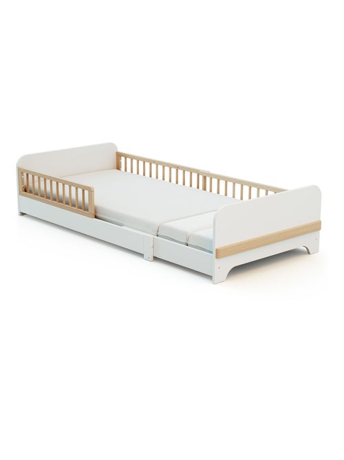 JURABABY - Cama de suelo infantil extensible de madera 80x140-165-190 CARROUSEL - Blanco - Kiabi