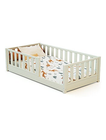 JURABABY - Cama infantil a ras de suelo de madera SONHO MINI - 70x140 - Rosa empolvado
