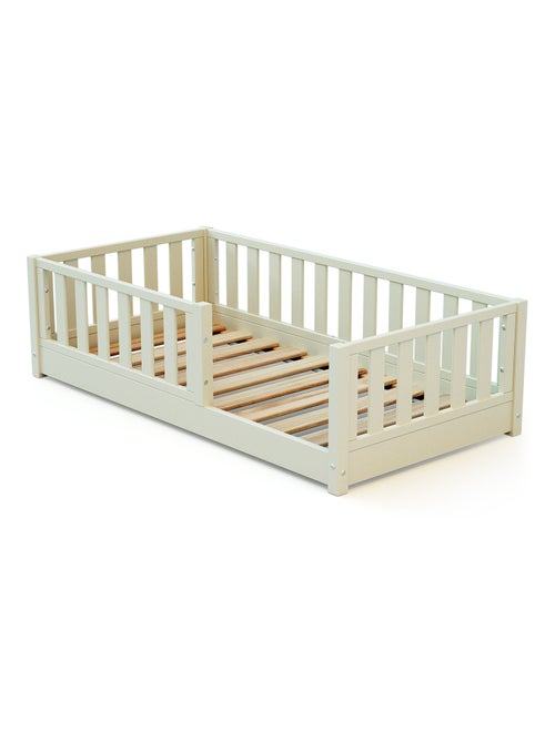 JURABABY - Cama infantil a ras de suelo de madera SONHO MINI - 70x140 - Blanco Perla - Kiabi
