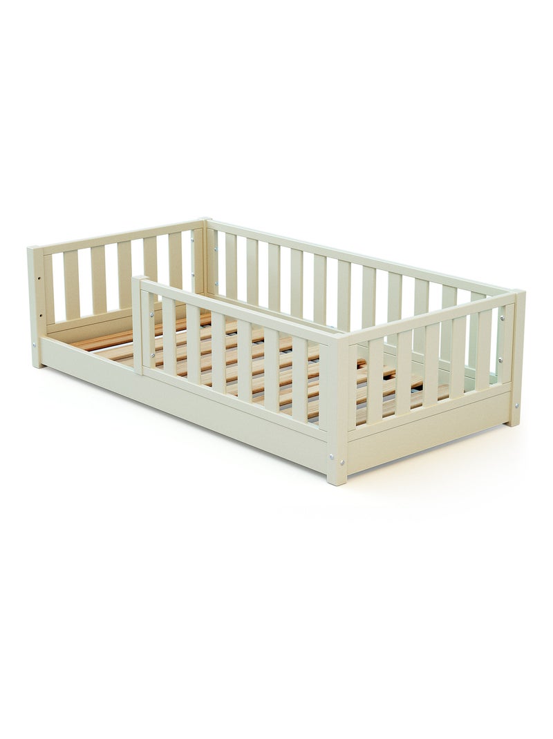 JURABABY - Cama infantil a ras de suelo de madera SONHO MINI - 70x140 - Blanco Perla Blanco - Kiabi