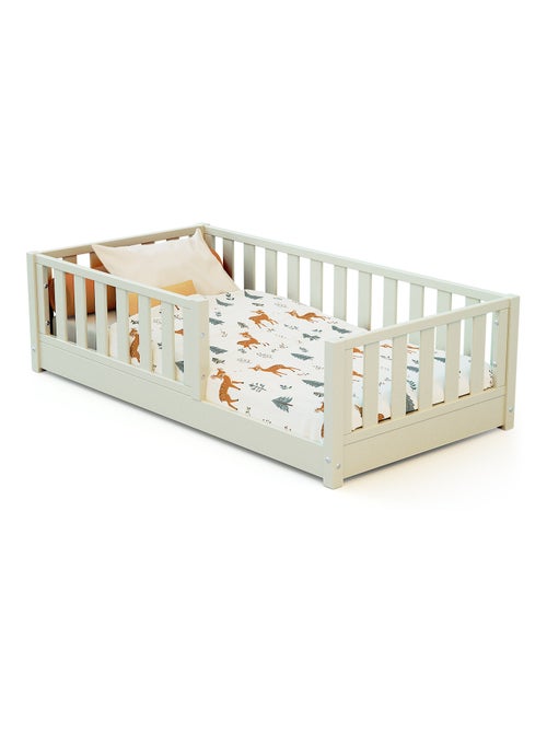 JURABABY - Cama infantil a ras de suelo de madera SONHO MINI - 70x140 - Blanco Perla - Kiabi