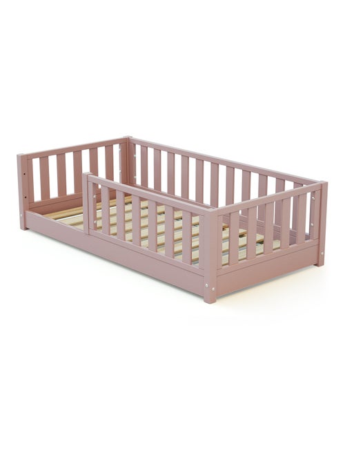 JURABABY - Cama infantil a ras de suelo de madera SONHO MINI - 70x140 - Rosa empolvado - Kiabi