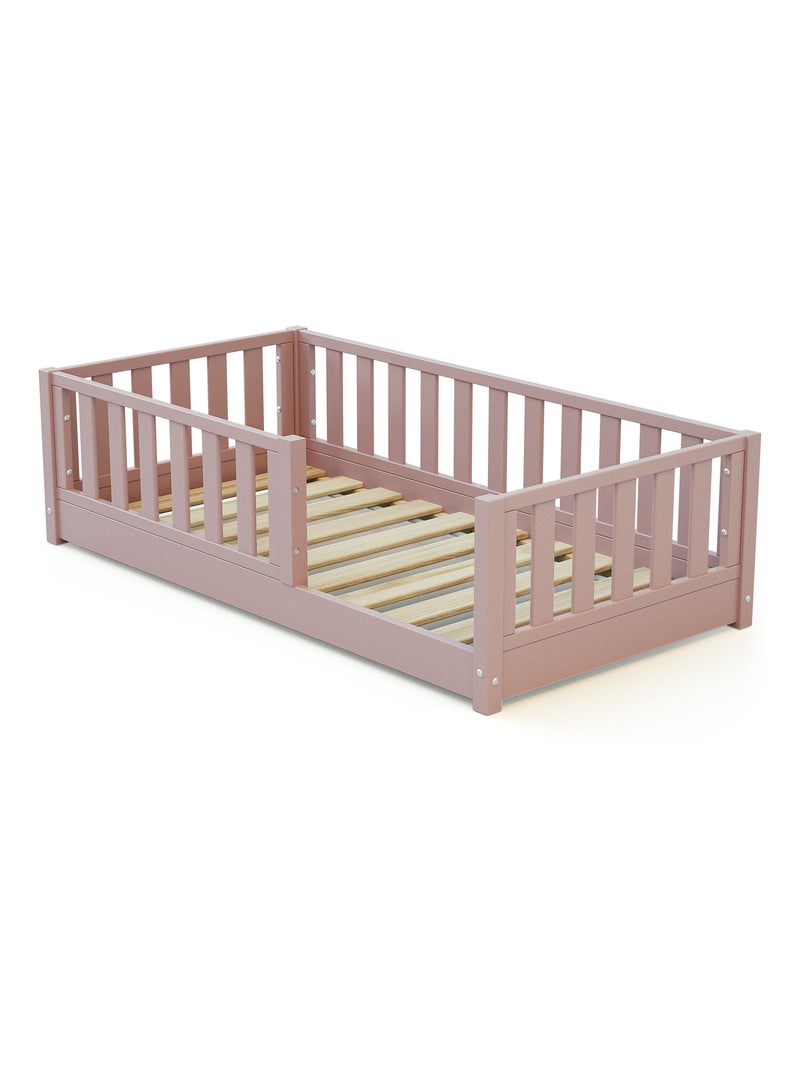 JURABABY - Cama infantil a ras de suelo de madera SONHO MINI - 70x140 - Rosa empolvado Rosa - Kiabi