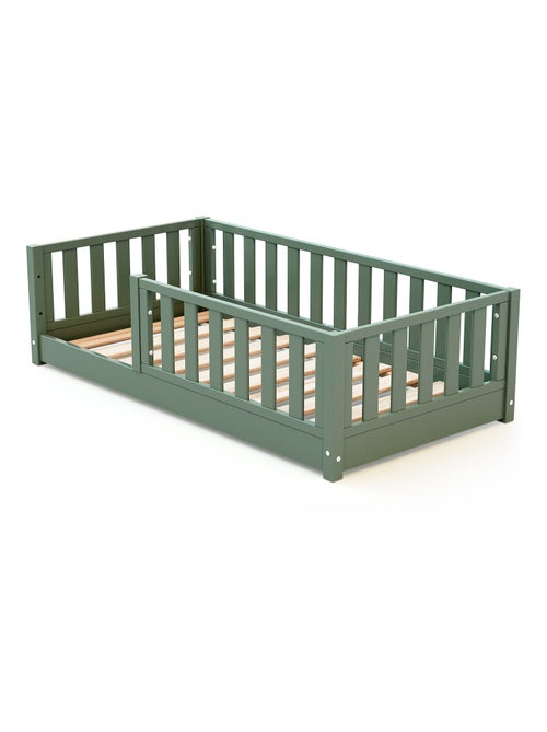 JURABABY - Cama infantil a ras de suelo de madera SONHO MINI - 70x140 - Verde salvia - Kiabi