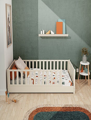JURABABY - Cama infantil a ras de suelo para niños de madera SONHO - 90x190 - Rosa empolvado