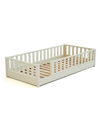 JURABABY - Cama infantil a ras de suelo para niños de madera SONHO - 90x190 - Rosa empolvado
