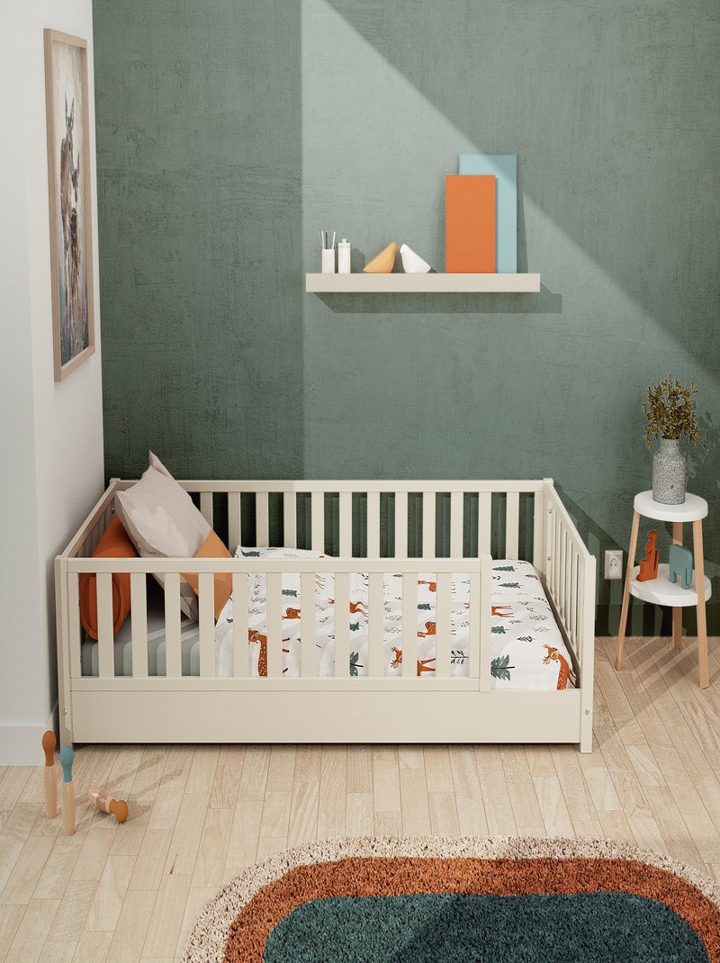 JURABABY - Cama infantil a ras de suelo para niños de madera SONHO - 90x190 - Blanco perla Blanco - Kiabi