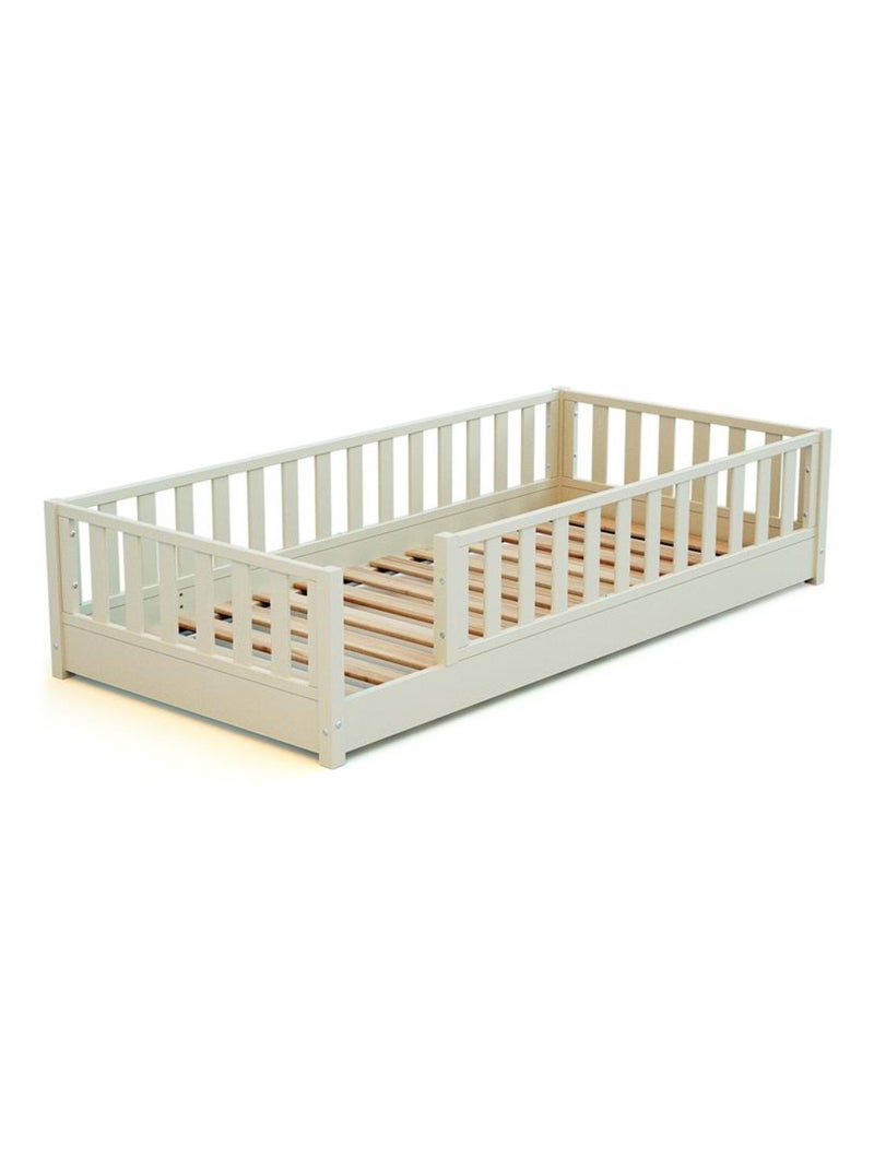 JURABABY - Cama infantil a ras de suelo para niños de madera SONHO - 90x190 - Blanco perla Blanco - Kiabi