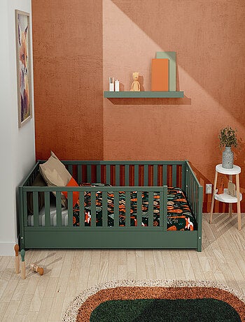 JURABABY - Cama infantil a ras de suelo para niños de madera SONHO - 90x190 - Rosa empolvado