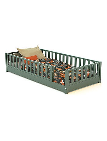 JURABABY - Cama infantil a ras de suelo para niños de madera SONHO - 90x190 - Rosa empolvado
