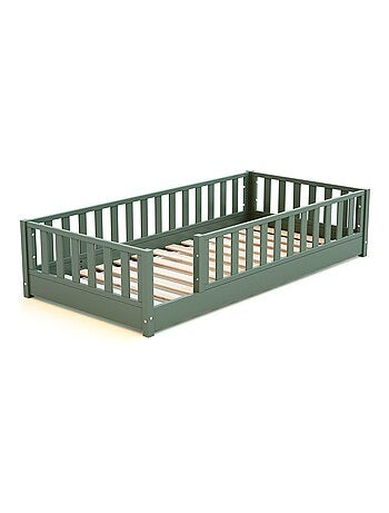 JURABABY - Cama infantil a ras de suelo para niños de madera SONHO - 90x190 - Rosa empolvado