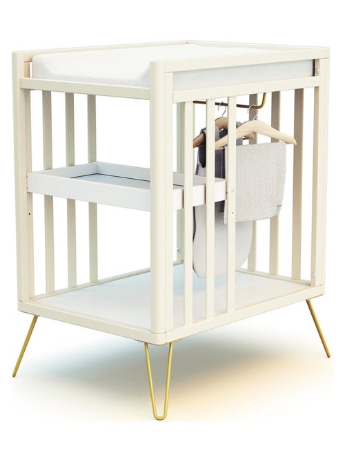 JURABABY - Cambiador bebé 2 estantes ONLY madera - Amarillo - 76 x 56 x 94 cm - Kiabi
