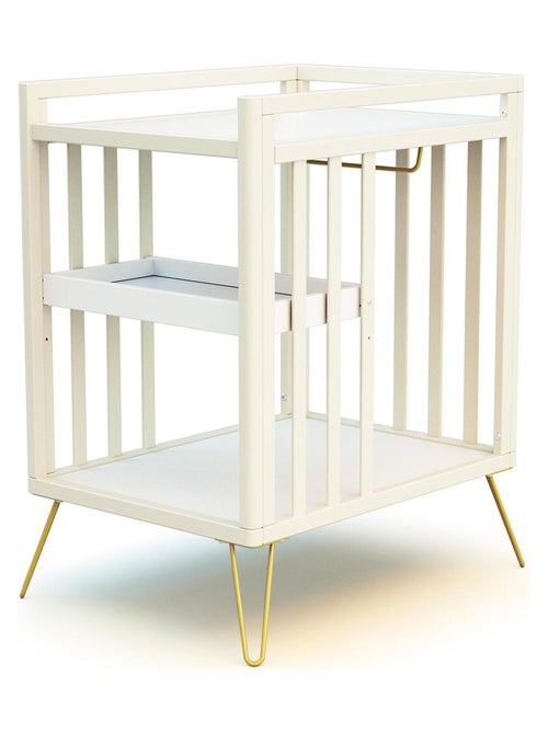 JURABABY - Cambiador bebé 2 estantes ONLY madera - Amarillo - 76 x 56 x 94 cm - Kiabi