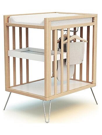 JURABABY - Cambiador bebé 2 estantes ONLY madera - Gris - 76 x 56 x 94 cm