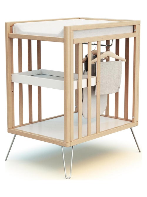 JURABABY - Cambiador bebé 2 estantes ONLY madera - Gris - 76 x 56 x 94 cm - Kiabi