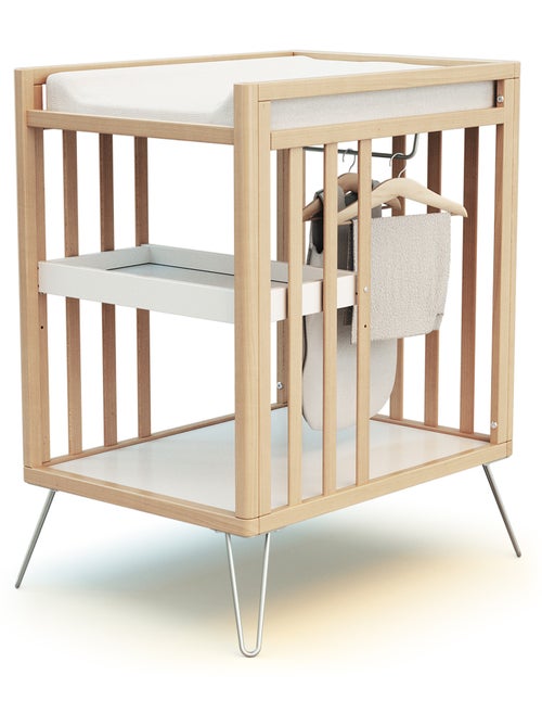 JURABABY - Cambiador bebé 2 estantes ONLY madera - Gris - 76 x 56 x 94 cm - Kiabi