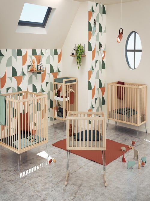 JURABABY - Cuna bebe mecedora ONLY madera - Gris - 40 x 80 - 90 x 52 x 75 cm - Kiabi
