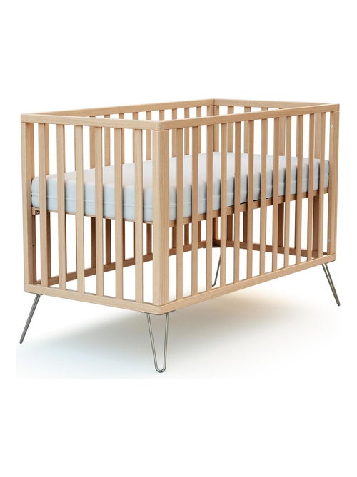 JURABABY - Cuna bebe ONLY madera - Gris - 60 x 120 - 128 x 68 x 86 cm - Kiabi