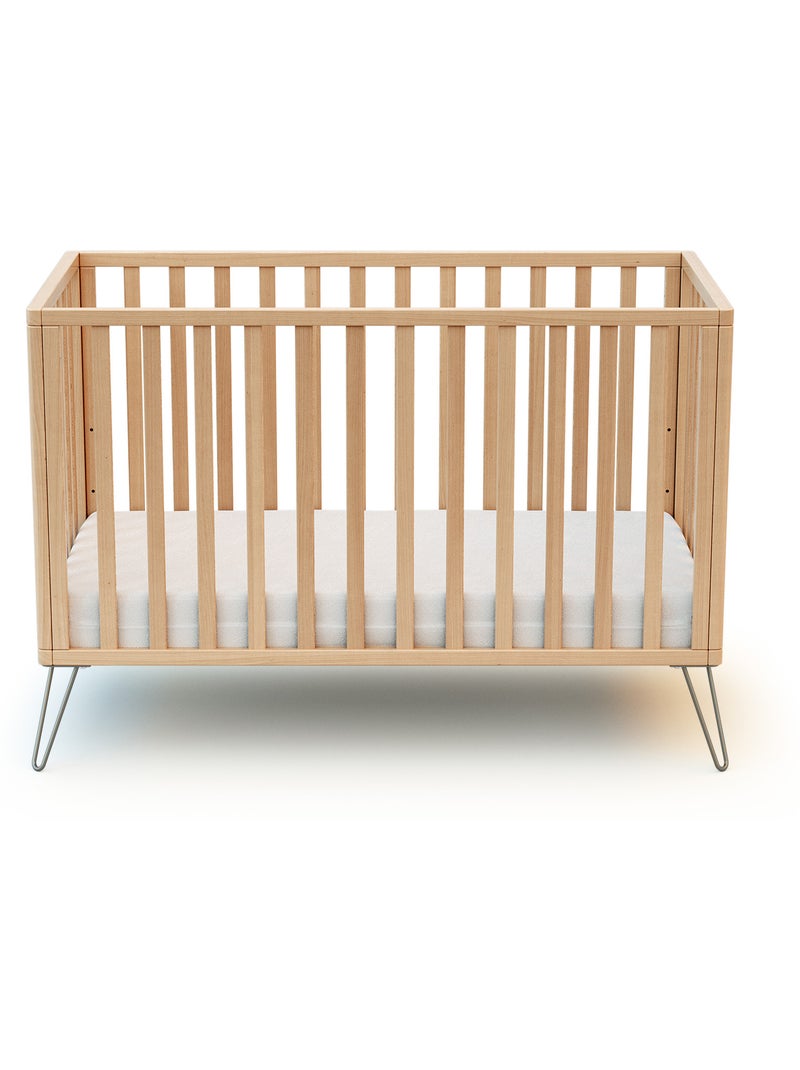 JURABABY - Cuna bebe ONLY madera - Gris - 60 x 120 - 128 x 68 x 86 cm Marrón claro - Kiabi